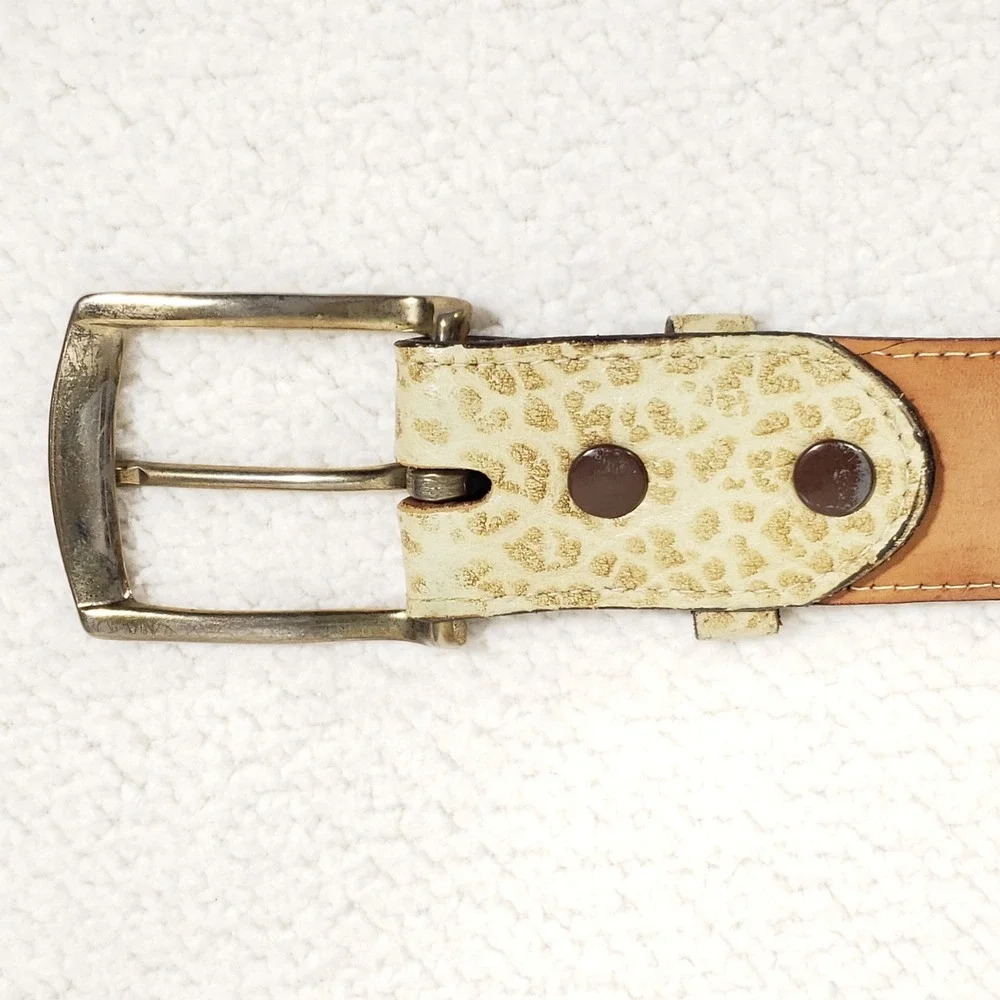 Tony Lama Leather Belt Mens 42 Cream Exotic Embossed Western Cowboy Made in USA